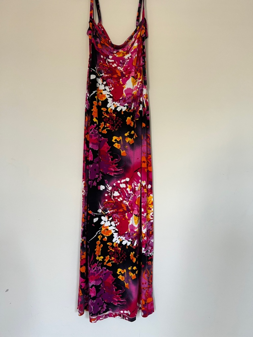 Express Bold Pink Floral Maxi Slip Dress Medium String Tie Colorful Girly - Picture 9 of 12